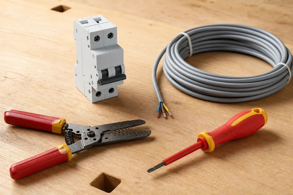 Disjoncteur et câbles calibrés pour un circuit de climatisation dans un tableau